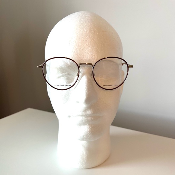 Tommy Hilfiger TH1820 deep burgundy/gold round frames. NEW! 50-20-140 - Picture 4 of 4